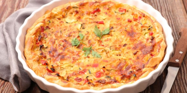 Receta de quiché de bacalao y gambas